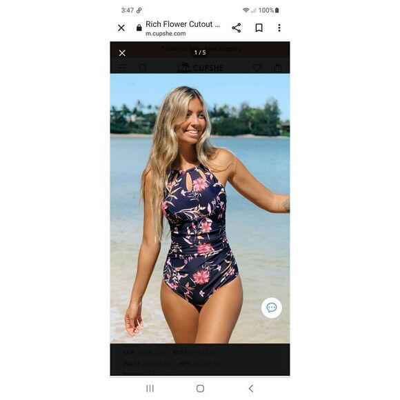 New Medium Cupshe Orange Cut Out Ruched Tummy Control Swimsuit Bathing Suit NWT - Picture 8 of 9